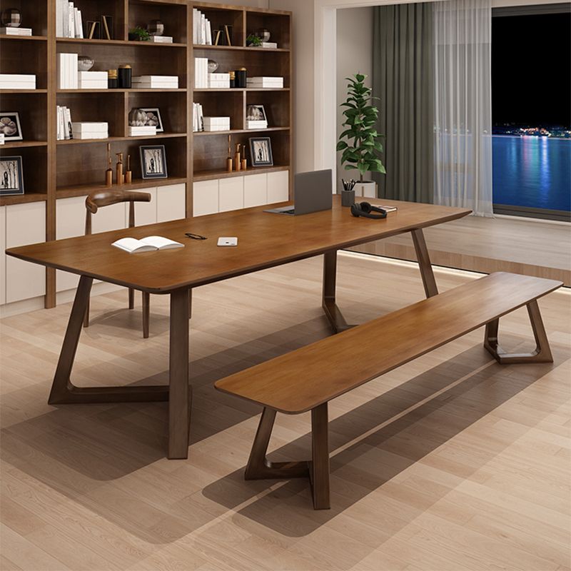 Contemporary Brown Writing Desk Solid Wood Office Desk with Legs Clearhalo 'furn' 'furn_office_desk' 'Furniture' 'Office Desks' 'Office Furniture' 'office_desk' 1200x1200_c589e206-1950-4071-9dd1-03d88182f6c9