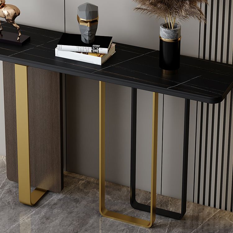White/Black Table Glam Rectangle Console Table for Hall 31.5" High Clearhalo 'Console Tables' 'console_tables' 'Entry & Mudroom Furniture' 'furn' 'furn_console_tables' 'Furniture' 1200x1200_c58a6557-8610-4ab0-84ca-146a468e64a5