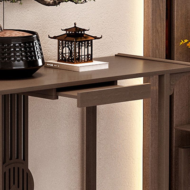 Rectangle Shape Contemporary Console Table Dark Brown Bamboo Console Sofa Table