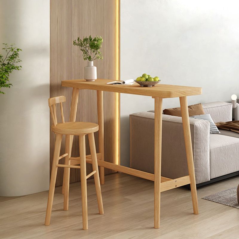 Tavolo da bar rettangolare moderno tavolo da bistrot in legno massiccio con base di cavalletto