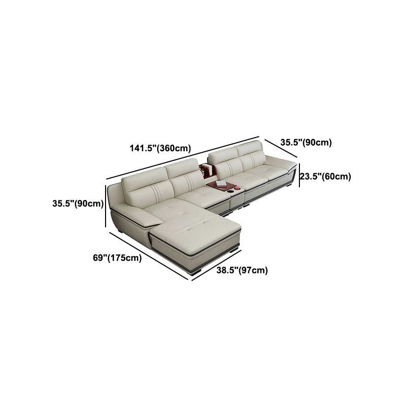 Oreiller tufted top bras sectionnel modernisme beige authentique canapé en cuir et chaise