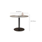 Mesa de comedor de piedra gris con base metálica, mesa de comedor redonda moderna para el hogar