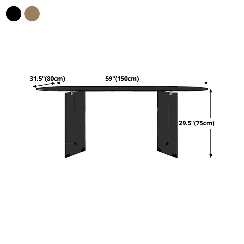 Glass Contemporary Oval Dining Table Clear Glass Top Table with Double Pedestal Clearhalo ' dining_table' 'Dining Tables & Seating' 'Dining Tables' 'furn' 'furn_dining_table' 'Furniture' 'furniture_dining_table' 'Kitchen & Dining Furniture' 'kitchen&dining_furn' 'kitchen' 'kitchen_dining_table' 1200x1200_c58e0f34-3002-4f45-ac32-b35194263a5d