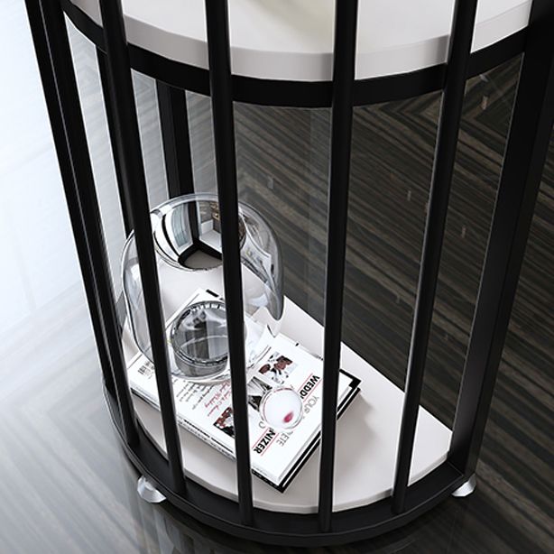 Industrial Bar Dining Table White Stone Top Iron Indoor Bistro Table with Shelf Clearhalo 'Bar Furniture' 'Bar Tables' 'bar_tables' 'furn' 'furn_bar_tables' 'Furniture' 'furniture_bar_tables' 'Kitchen & Dining Furniture' 1200x1200_c58fc695-6205-4a89-b7ed-406bff685b39