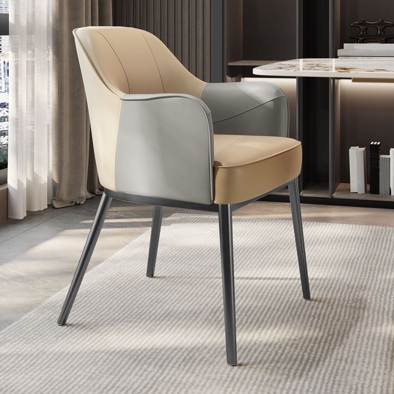 Industriële stijl armstoel faux lederen eetgelegenheid stoel voor slaapkamer