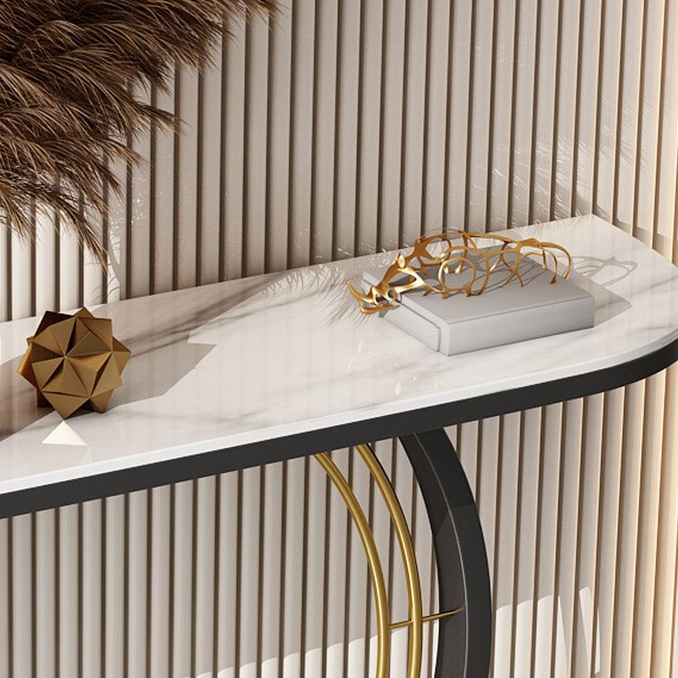 11" Wide Stone Console Table Contemporary Half Moon Sofa Table