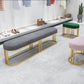 Glam Oval Seating Bench Cushioned Backless Entryway Bench with Metal Base