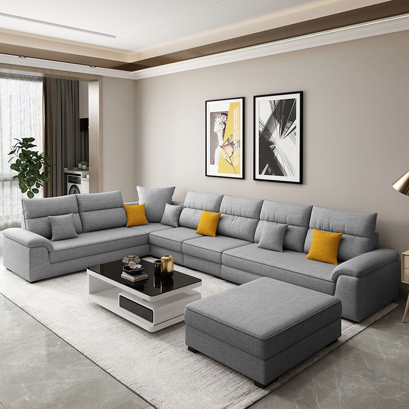 U-Shaped Sofa Sectional Pillow Top Arm Sectional Sofa Set with Pillows Clearhalo 'furn' 'furn_sectionals' 'Furniture' 'Living Room Furniture' 'Sectionals' 1200x1200_c594cbf2-6399-48d7-a5b6-9e0ae227ae44