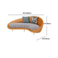Faux Leather Sloped Arm Sofa Contemporary Curved Sofa in Orange