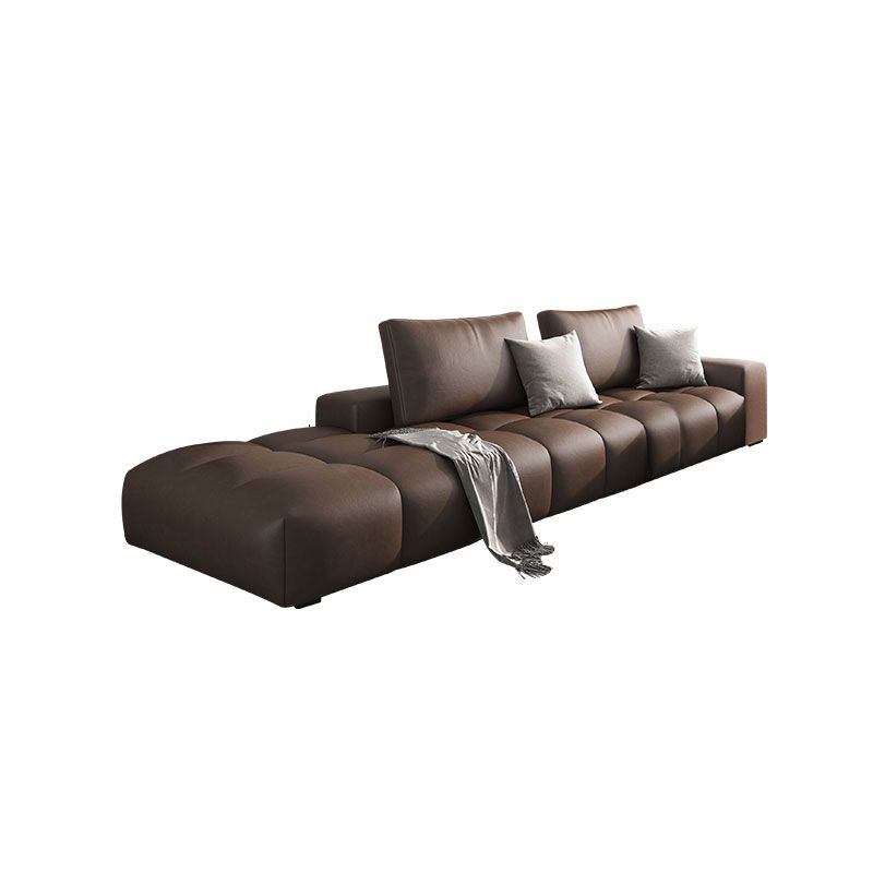 American Traditional Faux Leather Cushions Sectionals 37.4"High Square Arm Sofa,Dark Brown Clearhalo 'furn' 'furn_sectionals' 'Furniture' 'furniture_sectionals' 'kitchen' 'kitchen_sectionals' 'Living Room Furniture' 'Sectionals' 1200x1200_c599d9c2-7607-472b-9f7b-c130111f082e