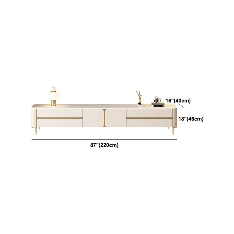 White Stone TV Stand Glam TV Media Stand with Legs for Living Room Clearhalo 'furn' 'furn_tv_stands_entertainment_centers' 'Furniture' 'Living Room Furniture' 'TV Stands & Entertainment Centers' 'TV Stands & Media Storage Furniture' 'tv_stands_entertainment_centers' 1200x1200_c59ac941-9279-4419-aef2-d376e7fb185e