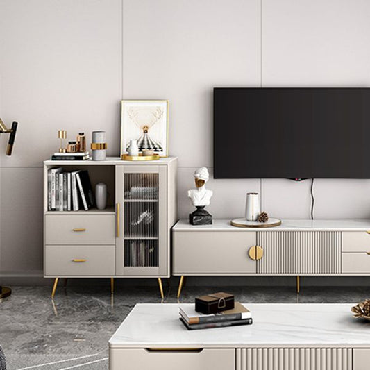 Sideboard in legno ingegnerizzato cassetto Glam Scaffali regolabili a scaffalatura con piano di lavoro in pietra