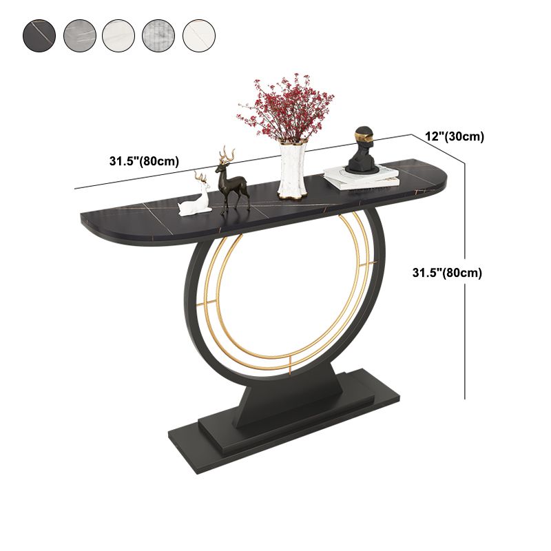 Tavolo di accento di base del piedistallo di ferro con tavolo da cosnole top in pietra mecivaluta