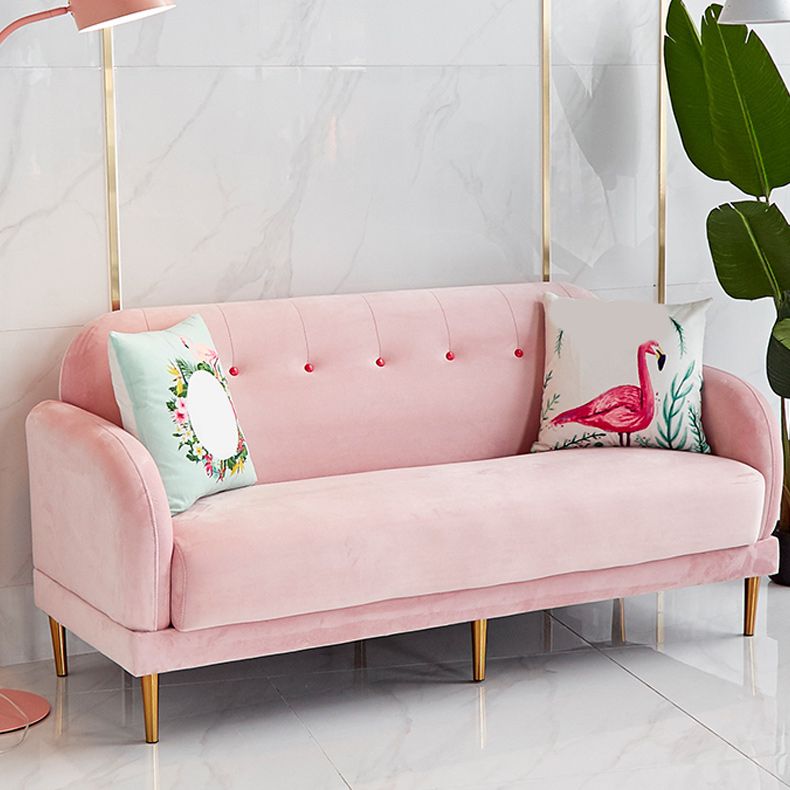 Contemporaneo 34.25 "H divano braccio quadrato in velluto a colore solido per soggiorno