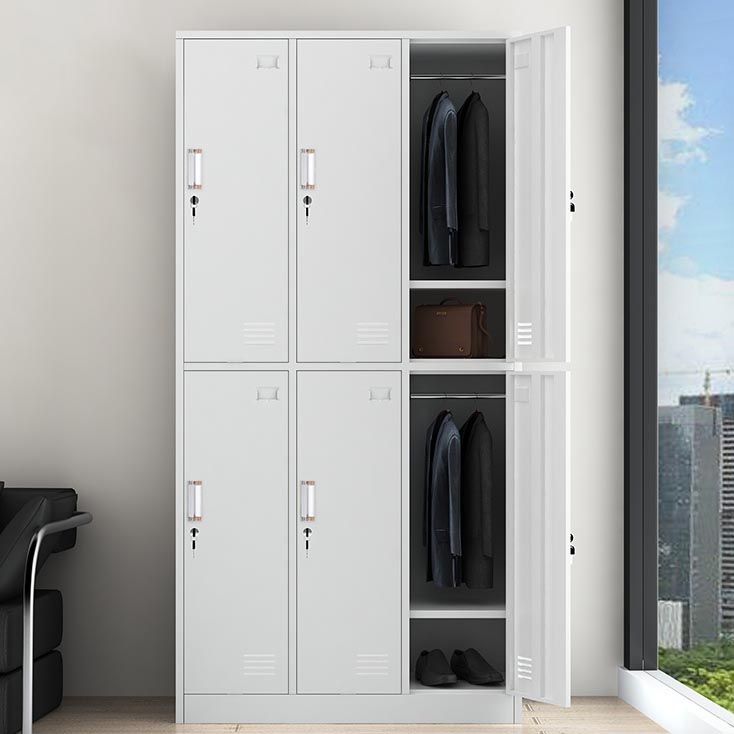 White Steel Wardrobe Armoire Contemporary Hinged Wardrobe Cabinet Clearhalo 'Armoires & Wardrobes' 'armoires_wardrobes' 'Bedroom Furniture' 'furn' 'furn_armoires_wardrobes' 'Furniture' 1200x1200_c5a0c676-c8f8-452c-bada-7311603e8d26