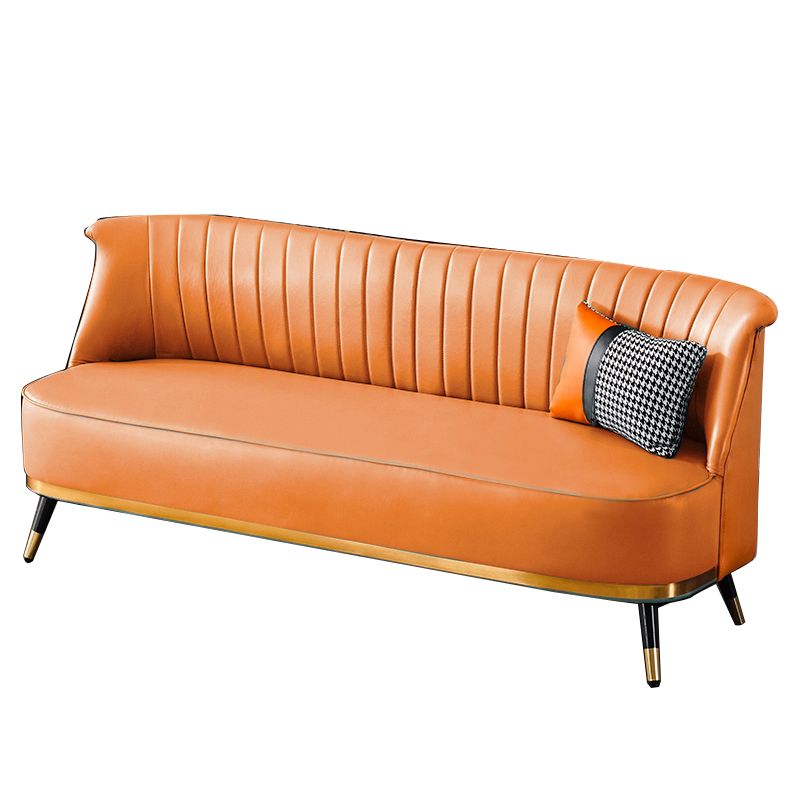 Faux Leather Modern Recessed Arm Sofa Standard Sofa for Living Room, Apartment Clearhalo 'furn' 'furn_sofas' 'Furniture' 'furniture_sofas' 'Living Room Furniture' 'Sofa' 'sofas' 1200x1200_c5a26762-4d19-4724-9482-4bb2e89969a9