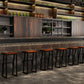 Taburete de bar con pedestal de trineo de hierro, taburete de madera industrial para interiores