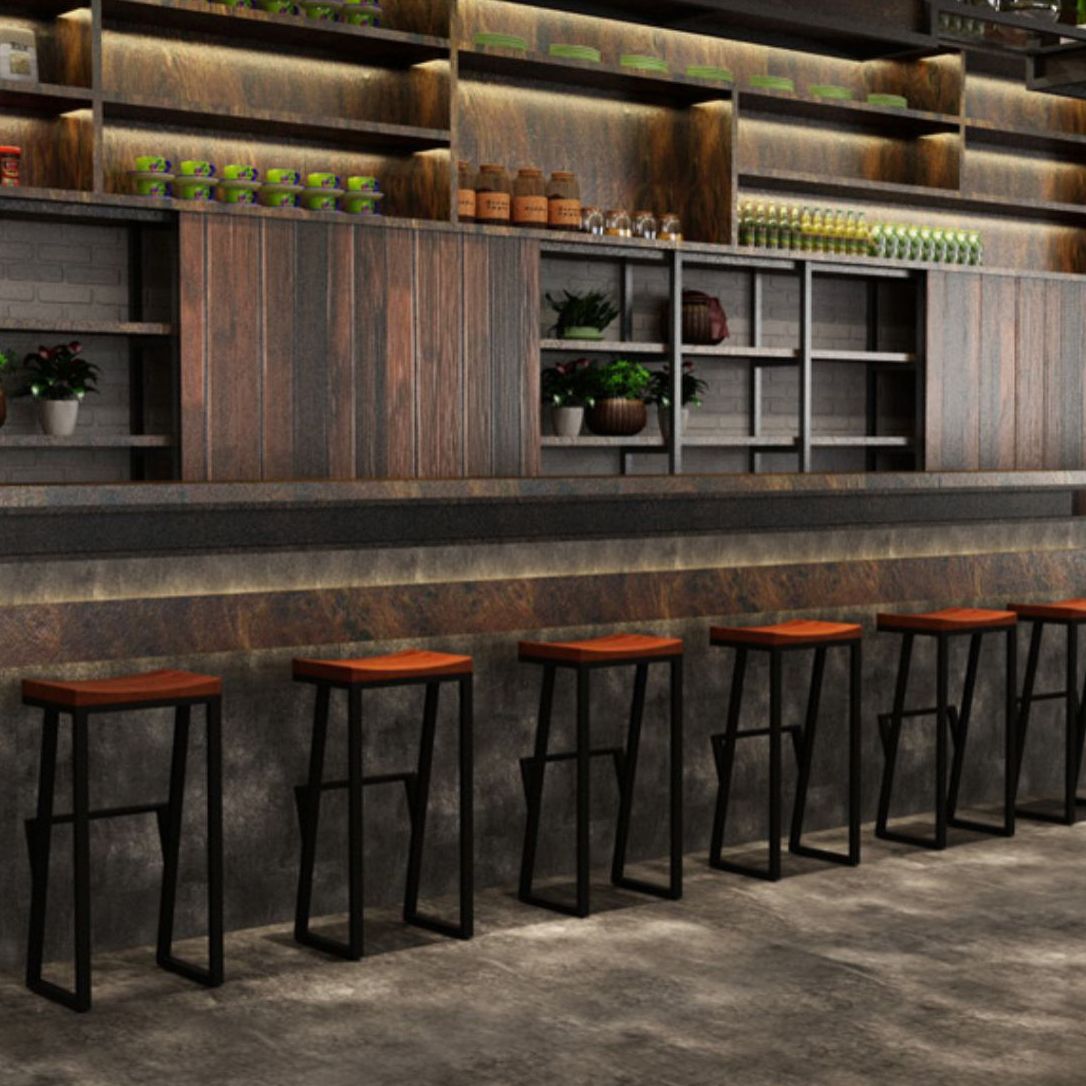 Taburete de bar con pedestal de trineo de hierro, taburete de madera industrial para interiores