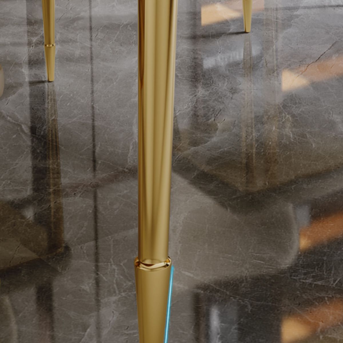 グラムダイニングテーブルセット1/5 PCS布張りのサイドチェア付き長方形のダイニングテーブル