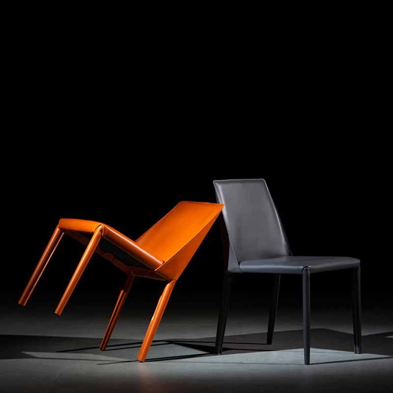 Designer Style Restaurant Solid Back Side Chair Saddle Leather Dining Chair Clearhalo ' kitchen&dining_furn' 'Dining Chairs' 'Dining Tables & Seating' 'dining_chair' 'furn' 'furn_dining_chair' 'Furniture' 'furniture_dining_chair' 'Kitchen & Dining Furniture' 'kitchen' 1200x1200_c5a648e8-8a94-4e21-a7a8-66fc09f45358