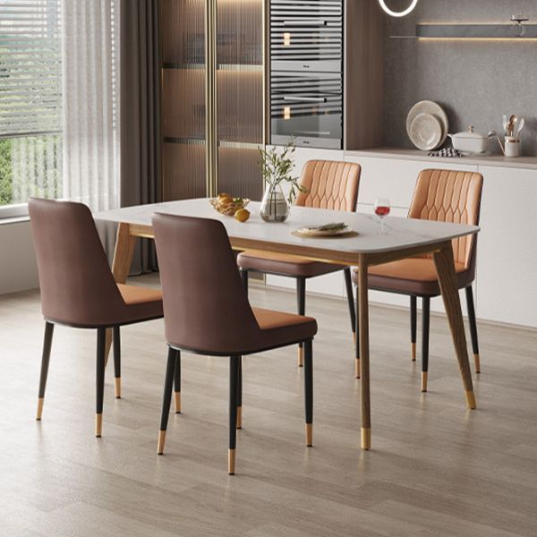 Wit eigentijdse rechthoekige stenen eettafel met 4 voet