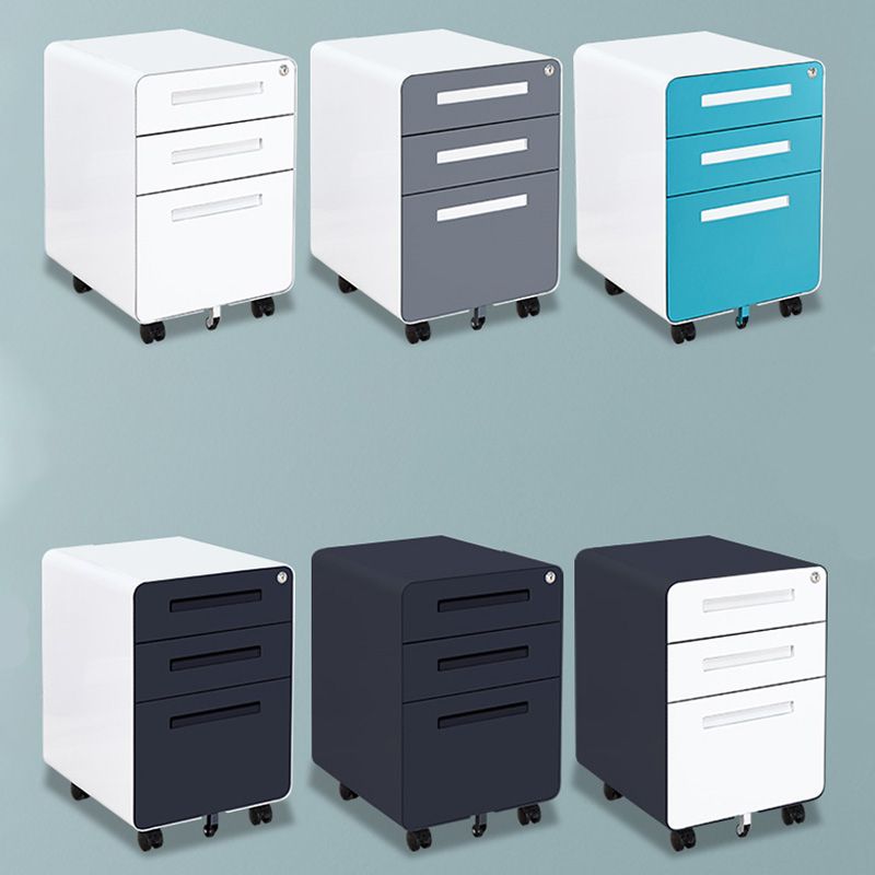 Armadi contemporanei Piedistale File File con cornice in acciaio con blocco chiave per l'ufficio