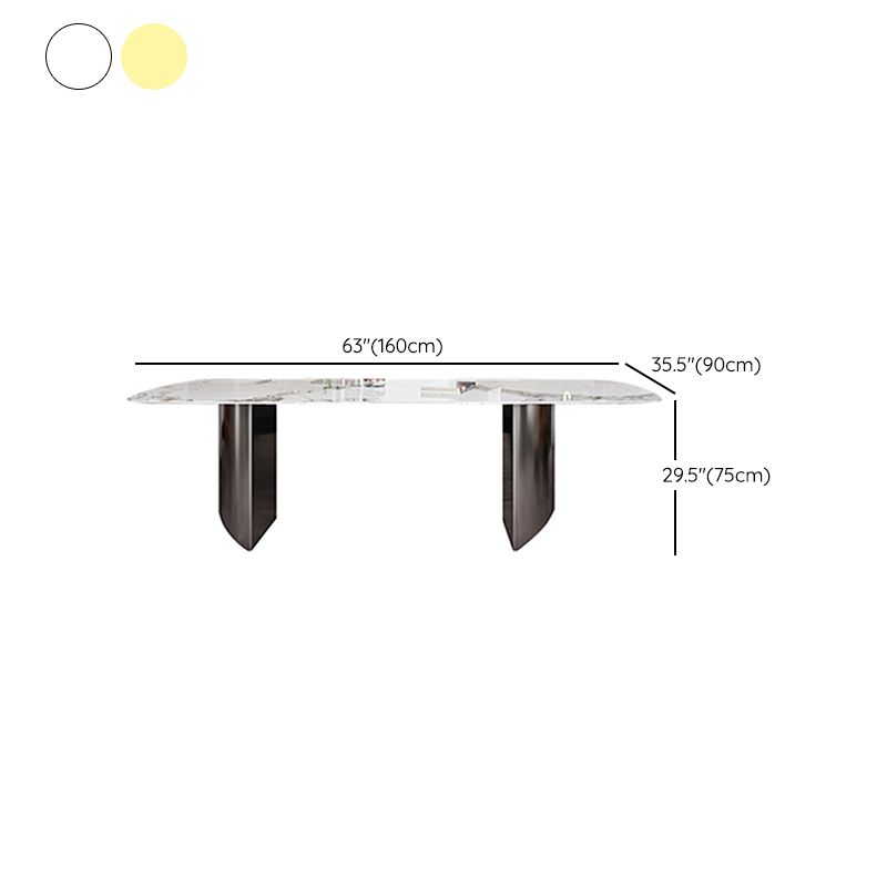 Industrial Style Rectangle Dining Table Sintered Stone Table with Metal Legs for Home Clearhalo 'Dining Tables & Seating' 'Dining Tables' 'dining_table' 'furn' 'furn_dining_table' 'Furniture' 'Kitchen & Dining Furniture' 1200x1200_c5a893e9-bea5-41a2-b2d8-e37201d113fa