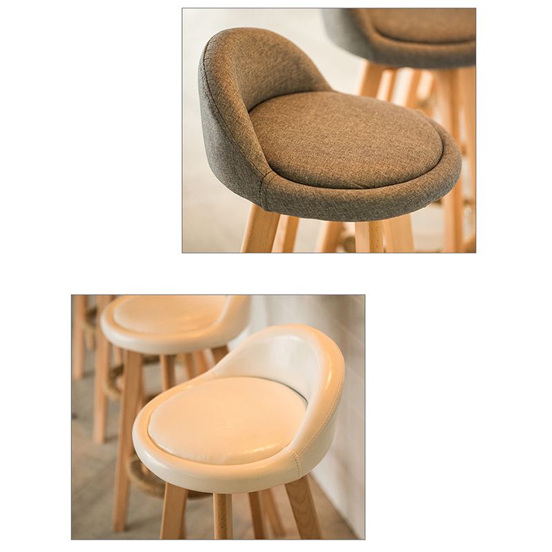 Modern Rotatable Backrest Counter Stool Wood Cafe Bar Stool with Cushion and Pedal Clearhalo 'Bar Furniture' 'Bar Stools' 'bar_stools' 'furn' 'furn_bar_stools' 'furniture_bar_stools' 'Kitchen & Dining Furniture' 'kitchen&dining_furn' 'kitchen' 'kitchen_furn' Furniture' 1200x1200_c5a99810-2db4-4784-95f4-82a78146d9cc