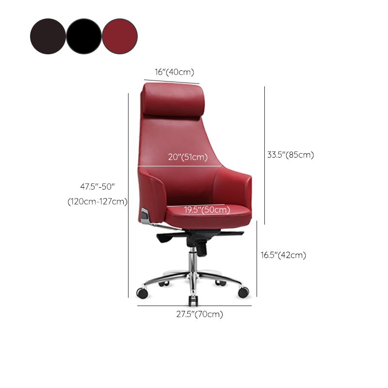Contemporary Desk Chair Padded Arms Leather Advanced Office Chair Clearhalo 'furn' 'furn_office_chair' 'Furniture' 'Office Chairs' 'Office Furniture' 'office_chair' 1200x1200_c5ab2888-0c8b-4ea0-a28c-089c6471b9dd