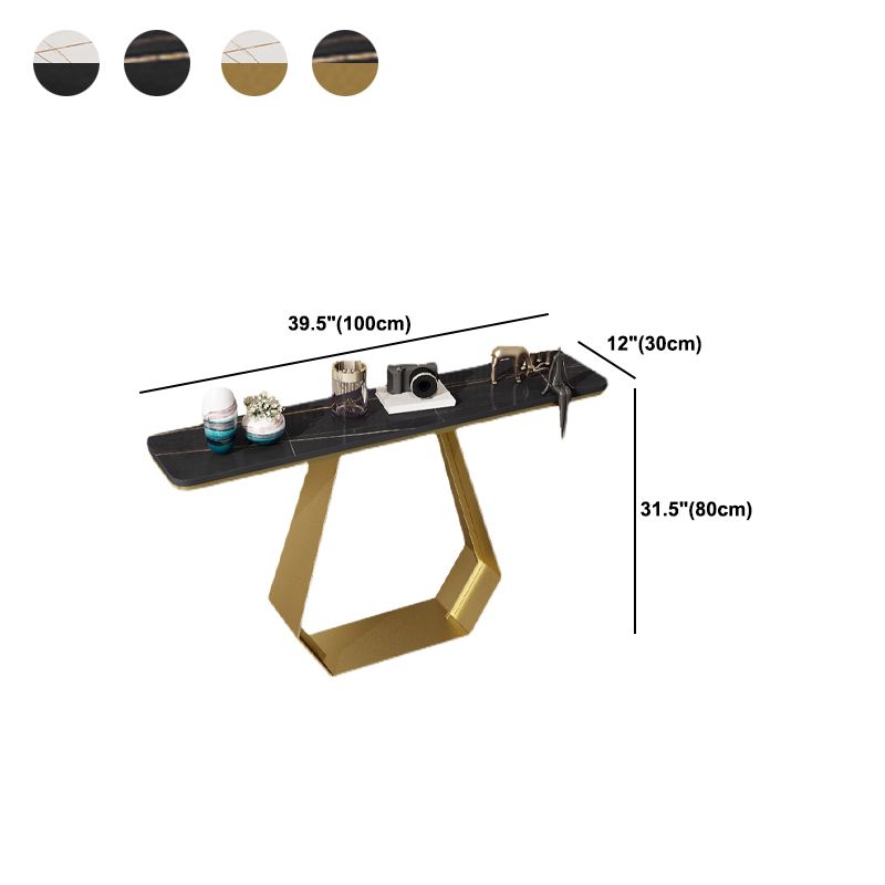 Tavolo accento superiore rettangolo in stile glam con base di ferro e top in pietra