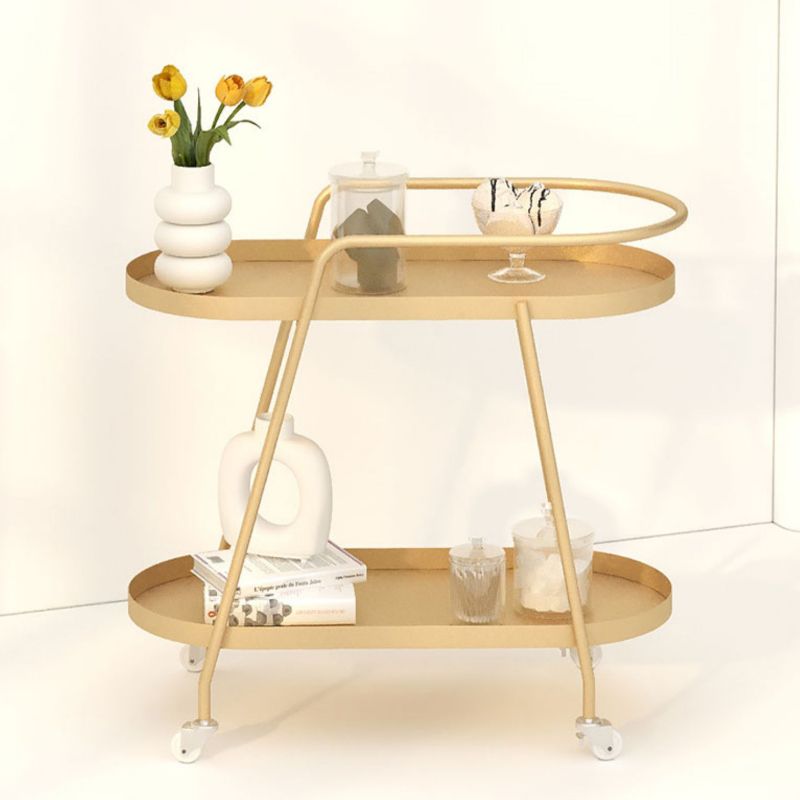 Glam Living Room Accent Side Table Double Tier Oval Metal with Shelf  Corner Table