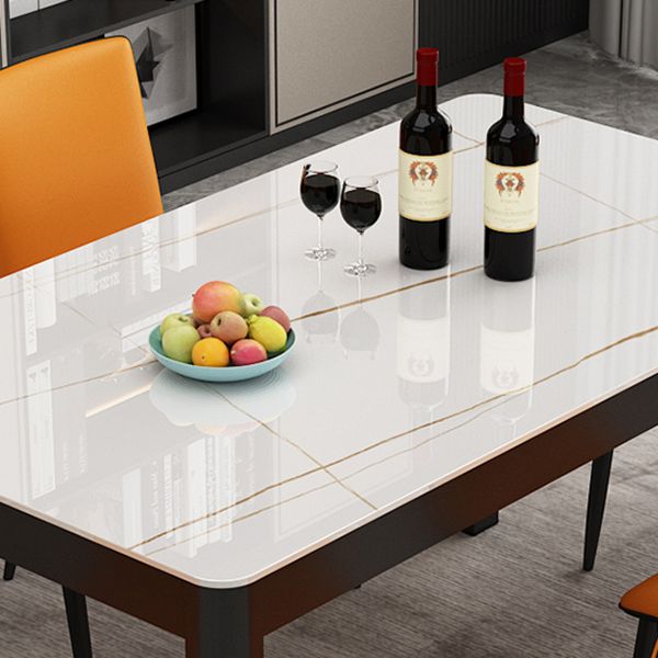 Table de salle à manger rectangulaire en verre de style contemporain avec 4 pieds