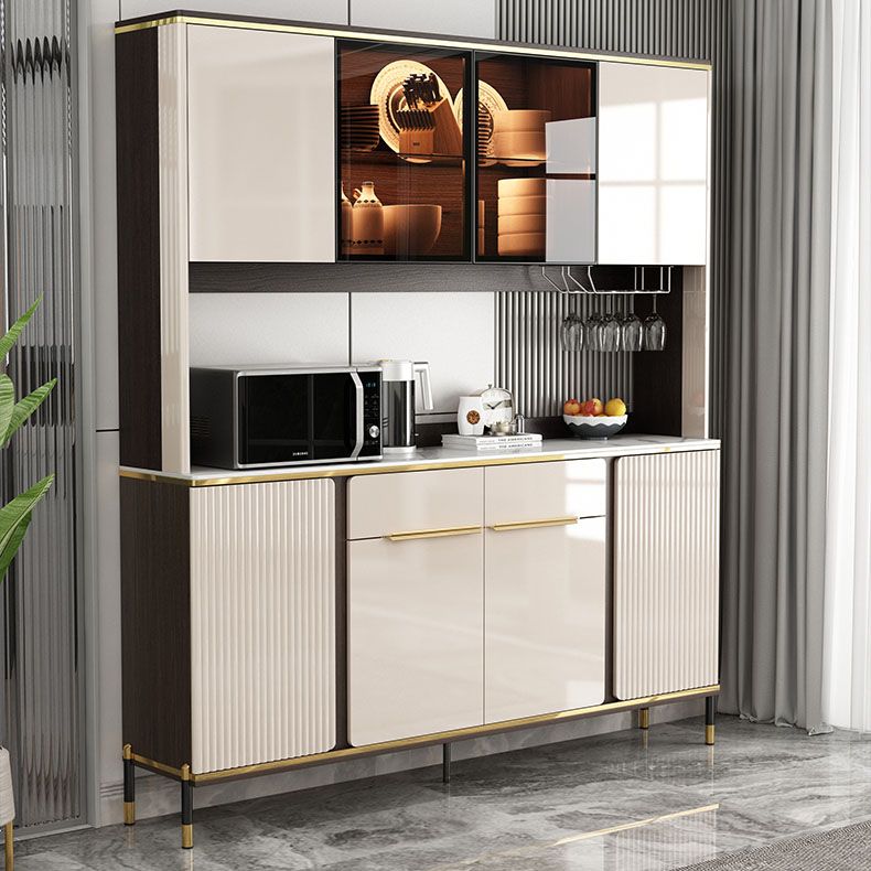 Glam -dressoir kaststeen en gemanipuleerd houten eetbuffet