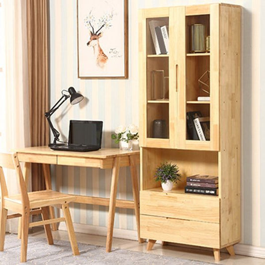 Contemporary Cabinet Rectangle Glass Paned With Doors Pine Accent Cabinet Clearhalo 'Cabinets & Chests' 'cabinets_chests' 'furn' 'furn_cabinets_chests' 'Furniture' 'Living Room Furniture' 1200x1200_c5af5037-5e07-4b72-aa5c-00443ba786fa