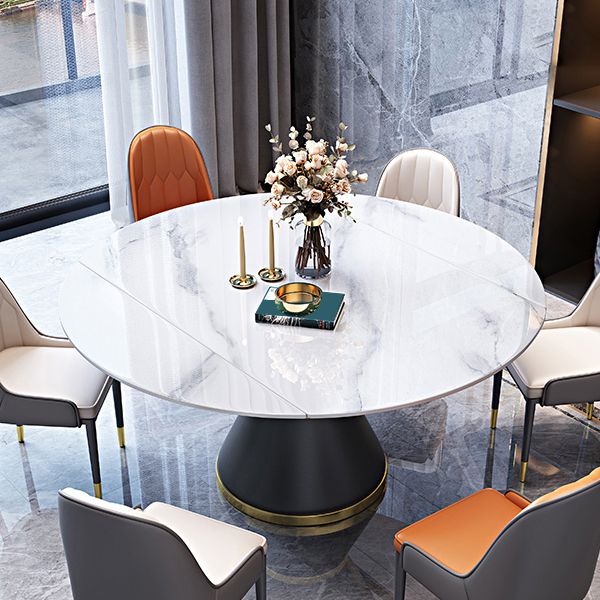 Modern Stone Foldable Dining Table Metal Base for Dining Room Clearhalo 'Dining Tables & Seating' 'Dining Tables' 'dining_table' 'furn' 'furn_dining_table' 'Furniture' 'Kitchen & Dining Furniture' 1200x1200_c5b272d0-0669-4ff0-a9e2-17a9f984fa1e