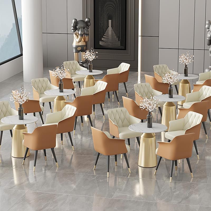 Silla de comedor de cocina moderna silla de cuero por imitación silla de brazo tapizado