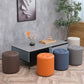Modern Plain Ottoman Water Resistant Faux Leather Tufted Round Stool Ottoman