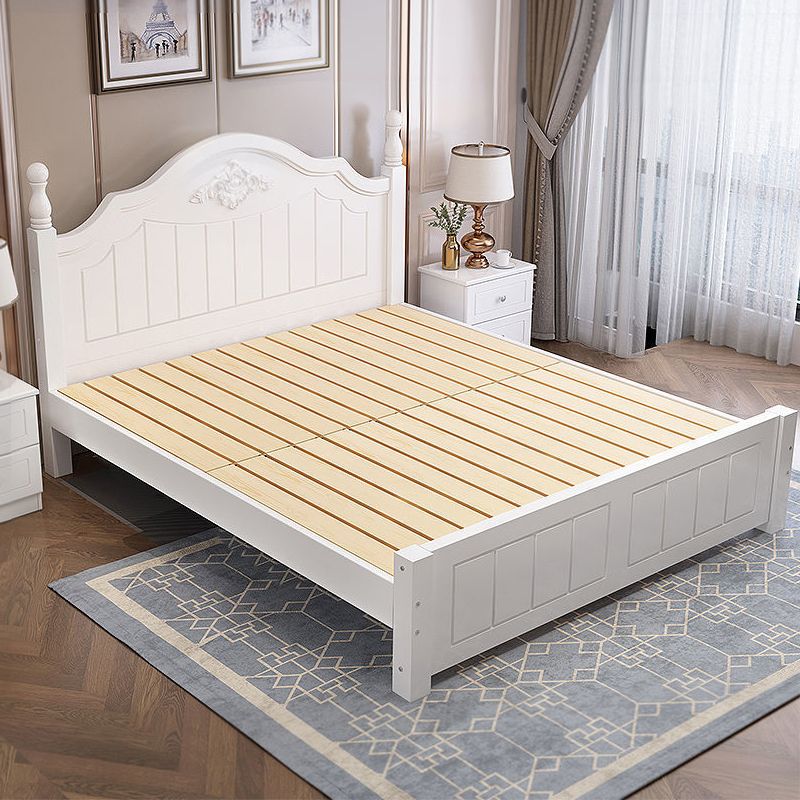 Letto a pannello di campagna francese con letto di testiera standard arcuata bianca