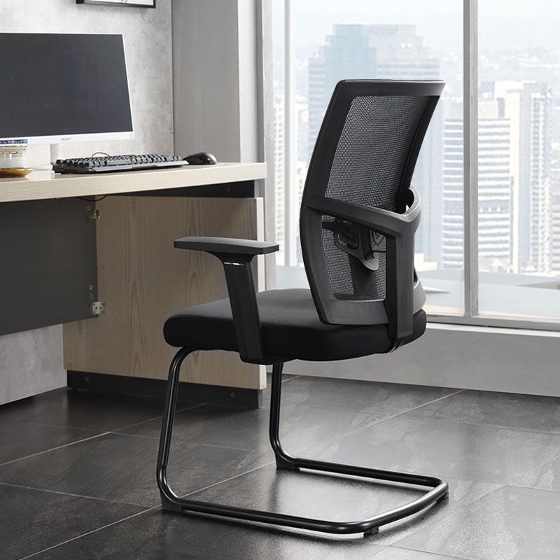 Chaise de bureau ergonomique moderne sans roues à bras fixes rembourrés sans chaise de bureau pénible