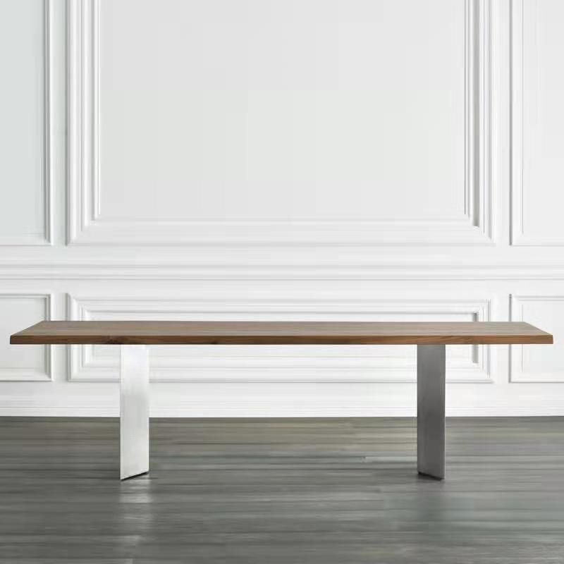 Rectangle Shape Glam Dining Table Double Pedestal Table with Solid Wood Clearhalo ' dining_table' 'Dining Tables & Seating' 'Dining Tables' 'furn' 'furn_dining_table' 'Furniture' 'furniture_dining_table' 'Kitchen & Dining Furniture' 'kitchen&dining_furn' 'kitchen' 'kitchen_dining_table' 1200x1200_c5b7a048-6158-44f8-a133-776562649df4