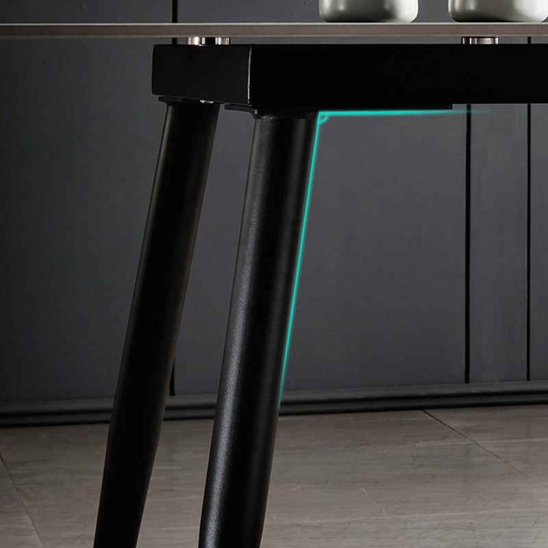 Modern Style Dining Table Gray Top Sintered Stone 4 Legs Table for Home