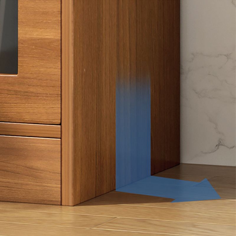 Modern Brown Server Engineering Wood Sideboard Table with Glass Door Clearhalo 'buffet_sideboard' 'Buffets & Sideboards' 'furn' 'furn_buffet_sideboard' 'Furniture' 'Kitchen & Dining Furniture' 1200x1200_c5b95bca-cfea-424c-9d27-150964912d99