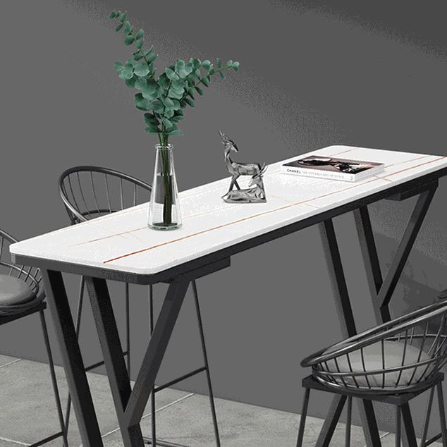Stone Bar Dining Table Industrial Bar Dining Table with Double Pedestal Base Clearhalo 'Bar Furniture' 'Bar Tables' 'bar_tables' 'furn' 'furn_bar_tables' 'Furniture' 'furniture_bar_tables' 'Kitchen & Dining Furniture' 1200x1200_c5bc38b3-0784-4315-946e-164fb858821d