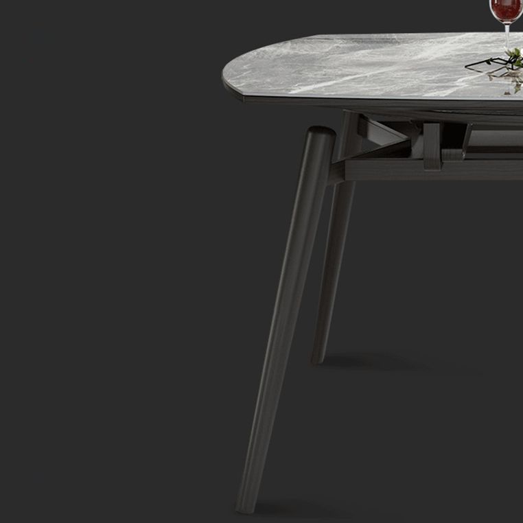 Modern Style Sintered Stone Dining Table Gray Round Drop-Leaf Table with 4 Legs Clearhalo ' dining_table' 'Dining Tables & Seating' 'Dining Tables' 'Furniture' 'furniture_dining_table' 'Kitchen & Dining Furniture' 'kitchen&dining_furn' 'kitchen' 'kitchen_dining_table' 1200x1200_c5bcf68b-23bc-4553-88e0-c4283978247a