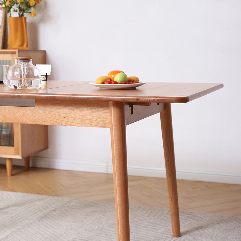Extendable Cherry Wood Dining Table in Nature Rectangle Kitchen Table with 4 Legs Clearhalo ' dining_table' 'Dining Tables & Seating' 'Dining Tables' 'furn' 'furn_dining_table' 'Furniture' 'furniture_dining_table' 'Kitchen & Dining Furniture' 'kitchen&dining_furn' 'kitchen' 'kitchen_dining_table' 1200x1200_c5c02c9d-50a6-4878-b29d-7cea33874836