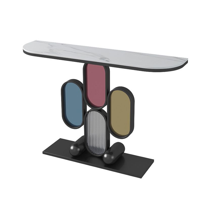 Contemporary Slate Console Table Half Moon Scratch Resistant Stain Resistant Console Clearhalo 'Console Tables' 'console_tables' 'Entry & Mudroom Furniture' 'furn' 'furn_console_tables' 'Furniture' 1200x1200_c5c1c6a2-dbd1-4068-9051-75fa7db5f33e