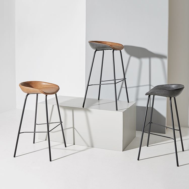 Contemporary Matte Finish Leather Barstool Low Back Home Stool Clearhalo 'Bar Furniture' 'Bar Stools' 'bar_stools' 'furn' 'furn_bar_stools' 'Furniture' 'furniture_bar_stools' 'Kitchen & Dining Furniture' 1200x1200_c5c4c0d5-cd71-4a89-985b-050b7aad7e11