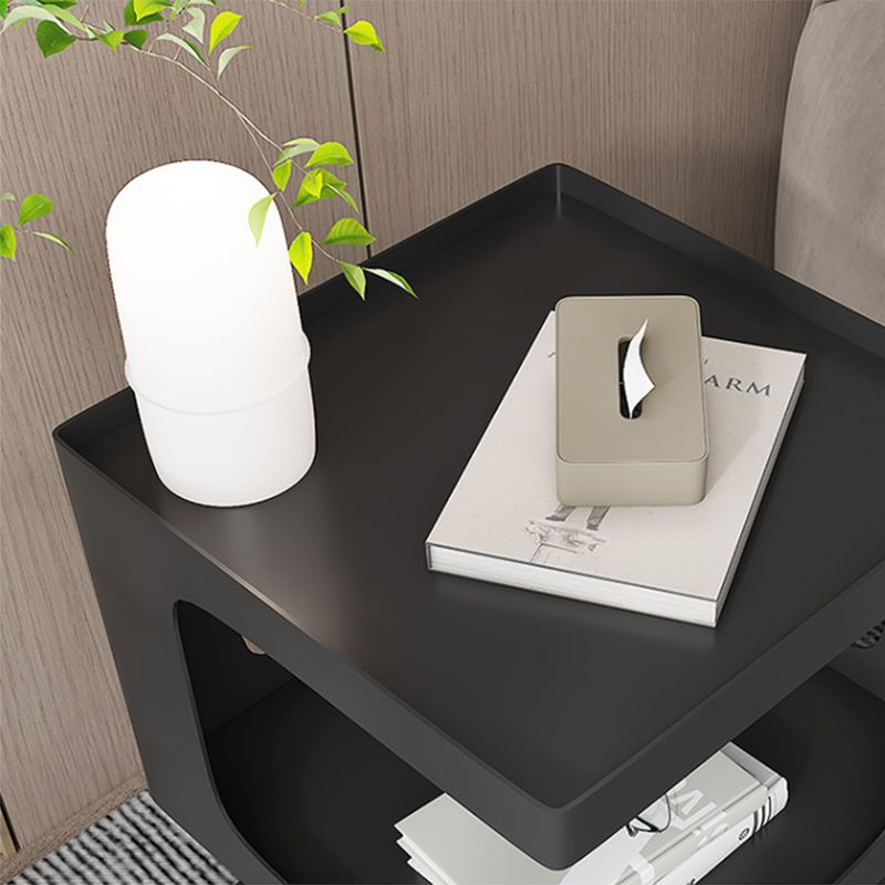 Contemporary Sofa Side Accent Table Metal Square with Storage Block Living Room Clearhalo 'Coffee & Accent Tables' 'End & Side Tables' 'end_side_tables' 'furn' 'furn_end_side_tables' 'Furniture' 'Living Room Furniture' 1200x1200_c5c54e06-bdb4-469a-8936-86e7982a0df8