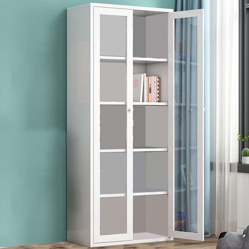 Contemporary Storage Cabinet Antique Finish Side Cabinet with Glass Paned Clearhalo 'Cabinets & Chests' 'cabinets_chests' 'furn' 'furn_cabinets_chests' 'Furniture' 'Living Room Furniture' 1200x1200_c5c6bc6e-8391-4600-80b3-6e94e31d14d2