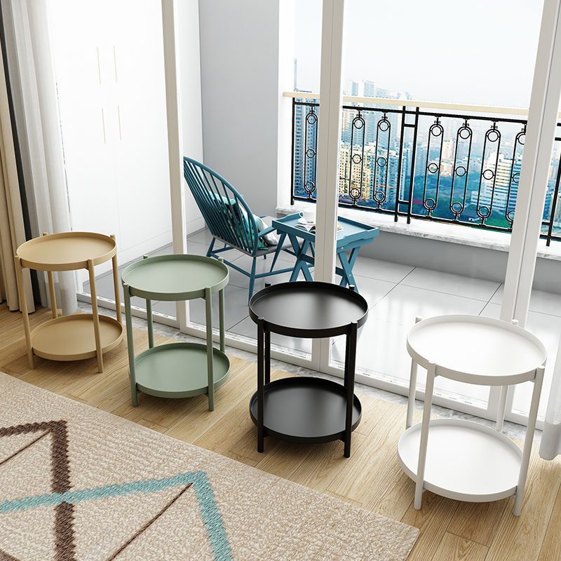 Modern Style Metal Table Top Metal Steel Base Round Side Table